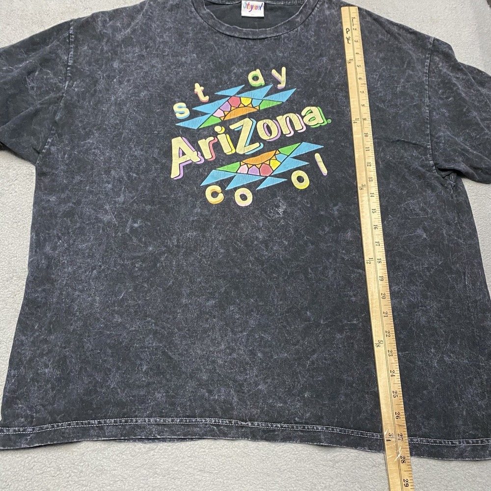 Stay Cool Arizona Tea Shirt Mens XL Acid Wash Black Retro Style Graphic - Picture 5 of 6